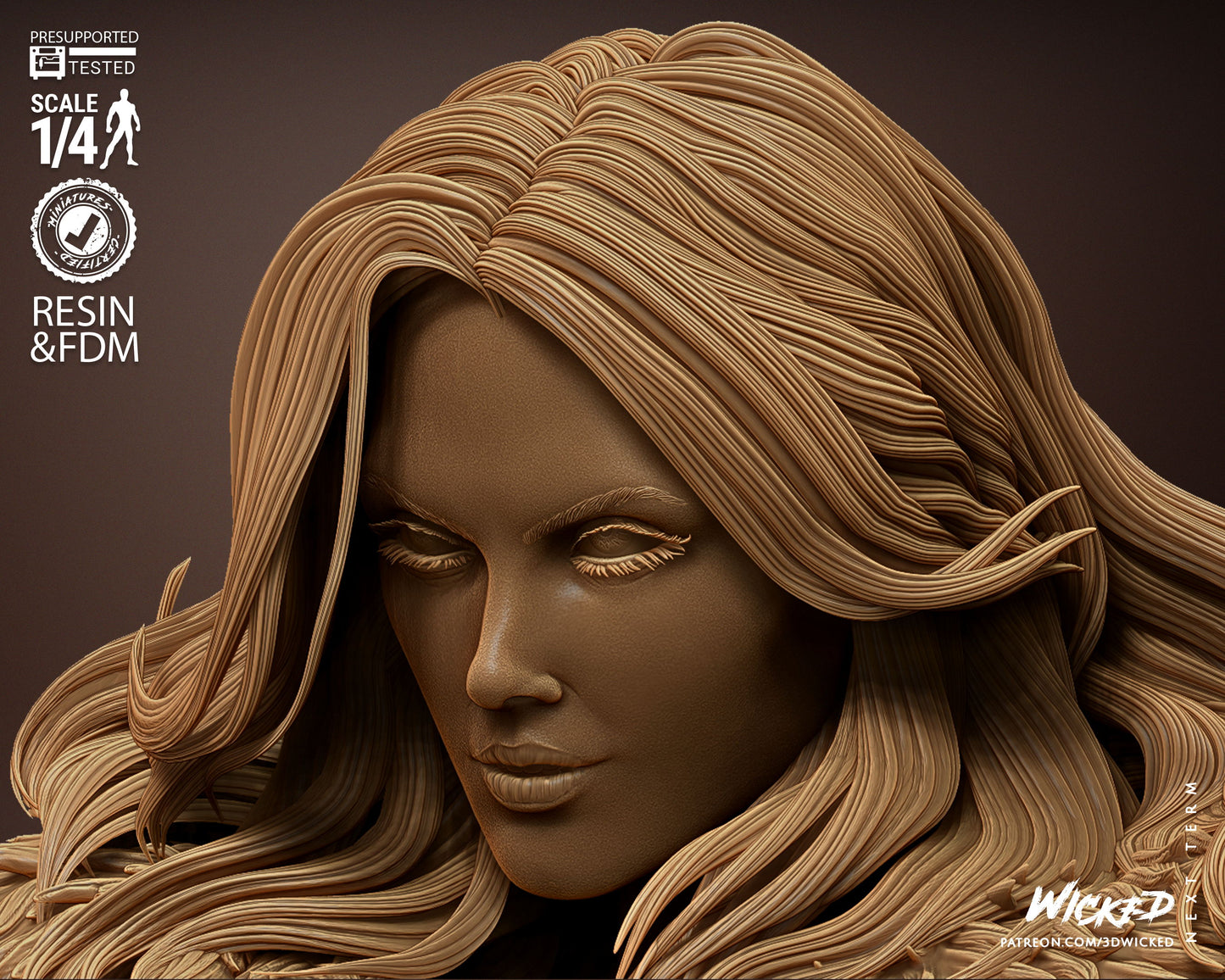 Emma Frost Snow Queen Bust - 4 or 8 scale (300mm or 150mm) 3D Print Kit Fan Art