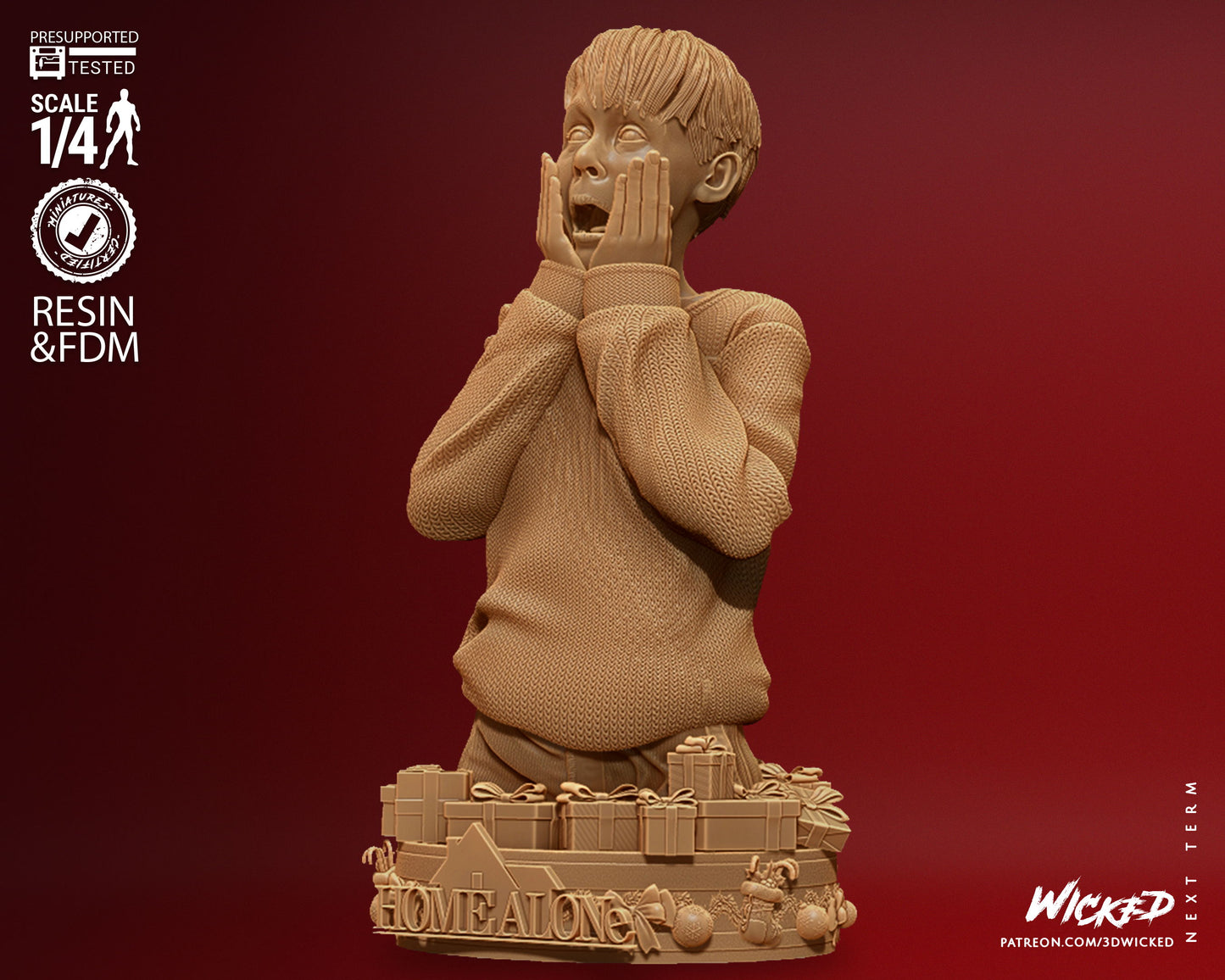 Home Alone - Kevin Bust - 3D Printed Model Kit 4 Scale 8 Scale