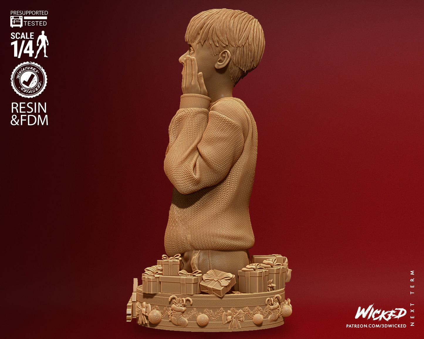 Home Alone - Kevin Bust - 3D Printed Model Kit 4 Scale 8 Scale