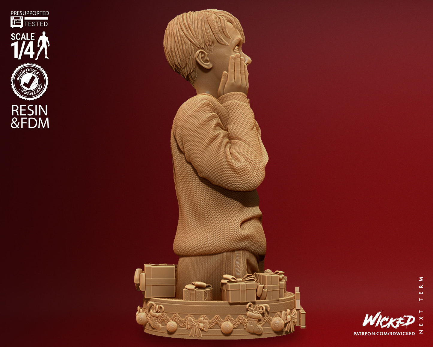Home Alone - Kevin Bust - 3D Printed Model Kit 4 Scale 8 Scale