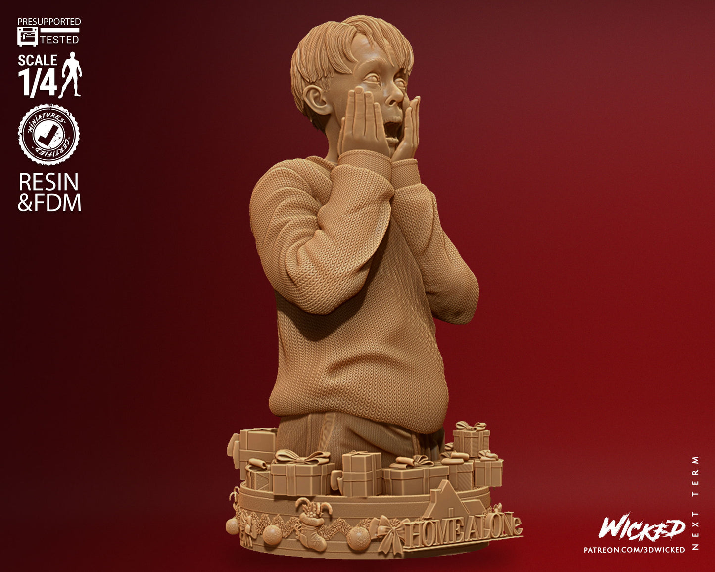Home Alone - Kevin Bust - 3D Printed Model Kit 4 Scale 8 Scale