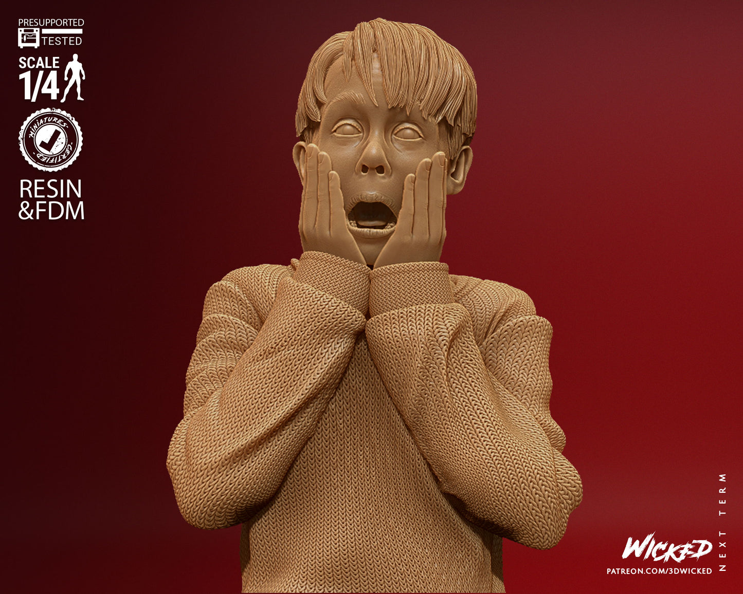 Home Alone - Kevin Bust - 3D Printed Model Kit 4 Scale 8 Scale