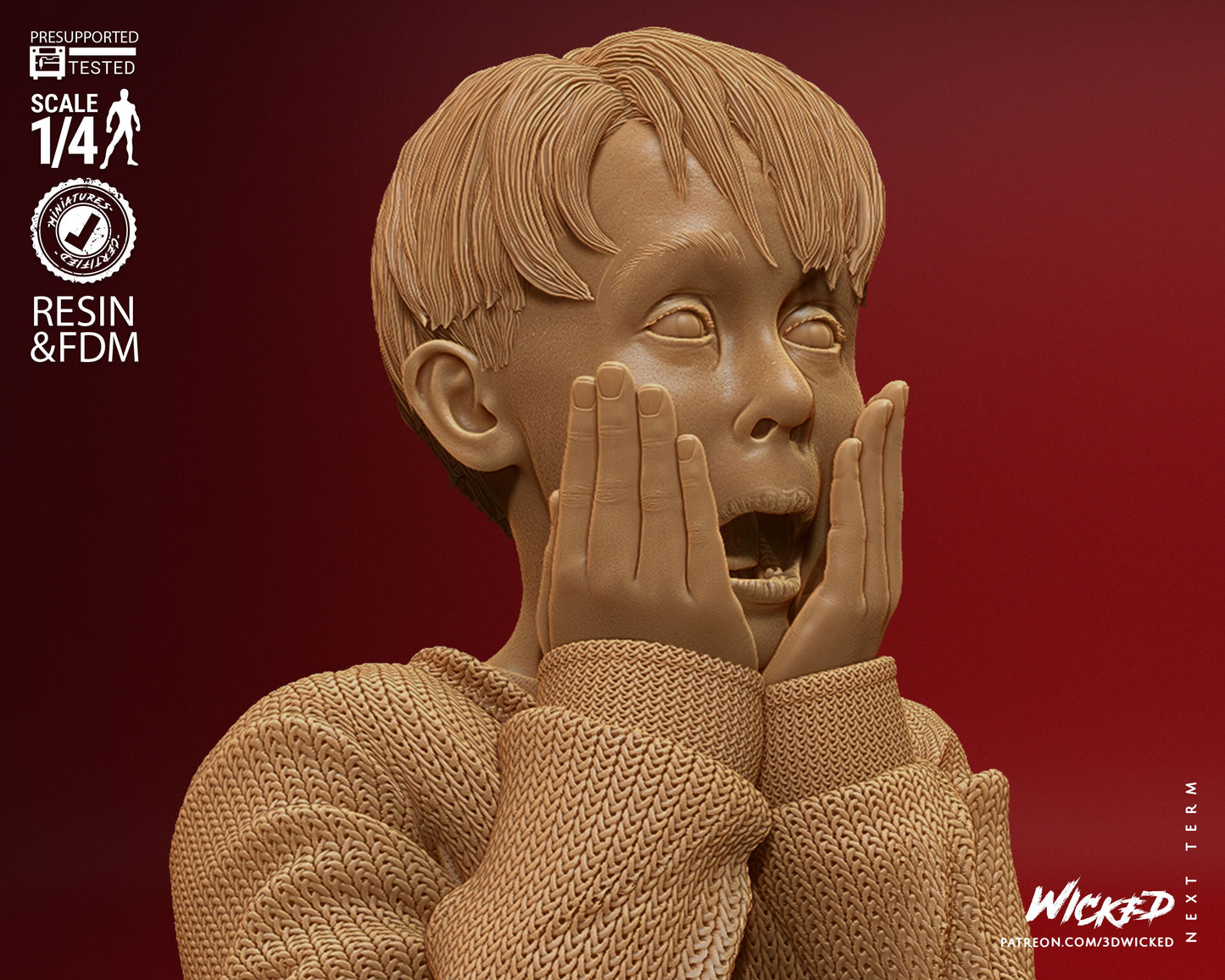 Home Alone - Kevin Bust - 3D Printed Model Kit 4 Scale 8 Scale
