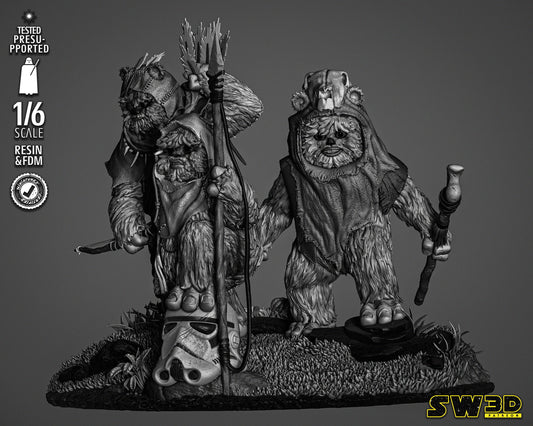 Ewok Diorama (Star Wars) Fan Art - 6th or 12th scale - 3D Printed