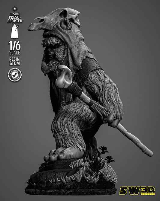 Ewok Sculpture #2 (Star Wars) Fan Art - 6th or 12th scale - 3D Printed