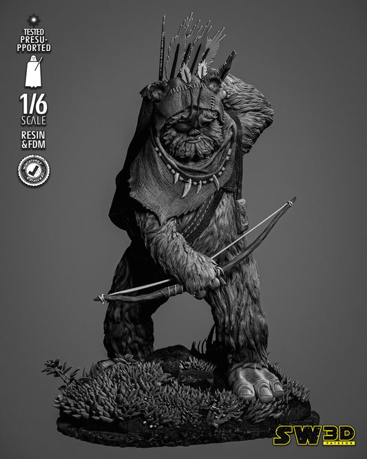 Ewok Sculpture #3 (Star Wars) Fan Art - 6th or 12th scale - 3D Printed