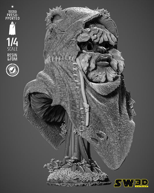 Ewok Portrait Bust (Star Wars) Fan Art - 4th or 8th scale - 3D Printed