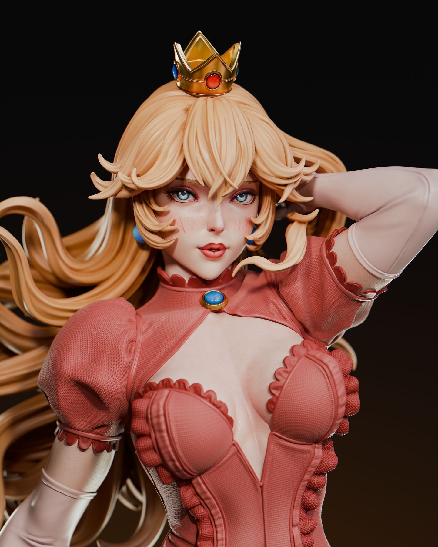 Princess Peach - 3d Printed Statue Model Kit - Mario - 6 Scale