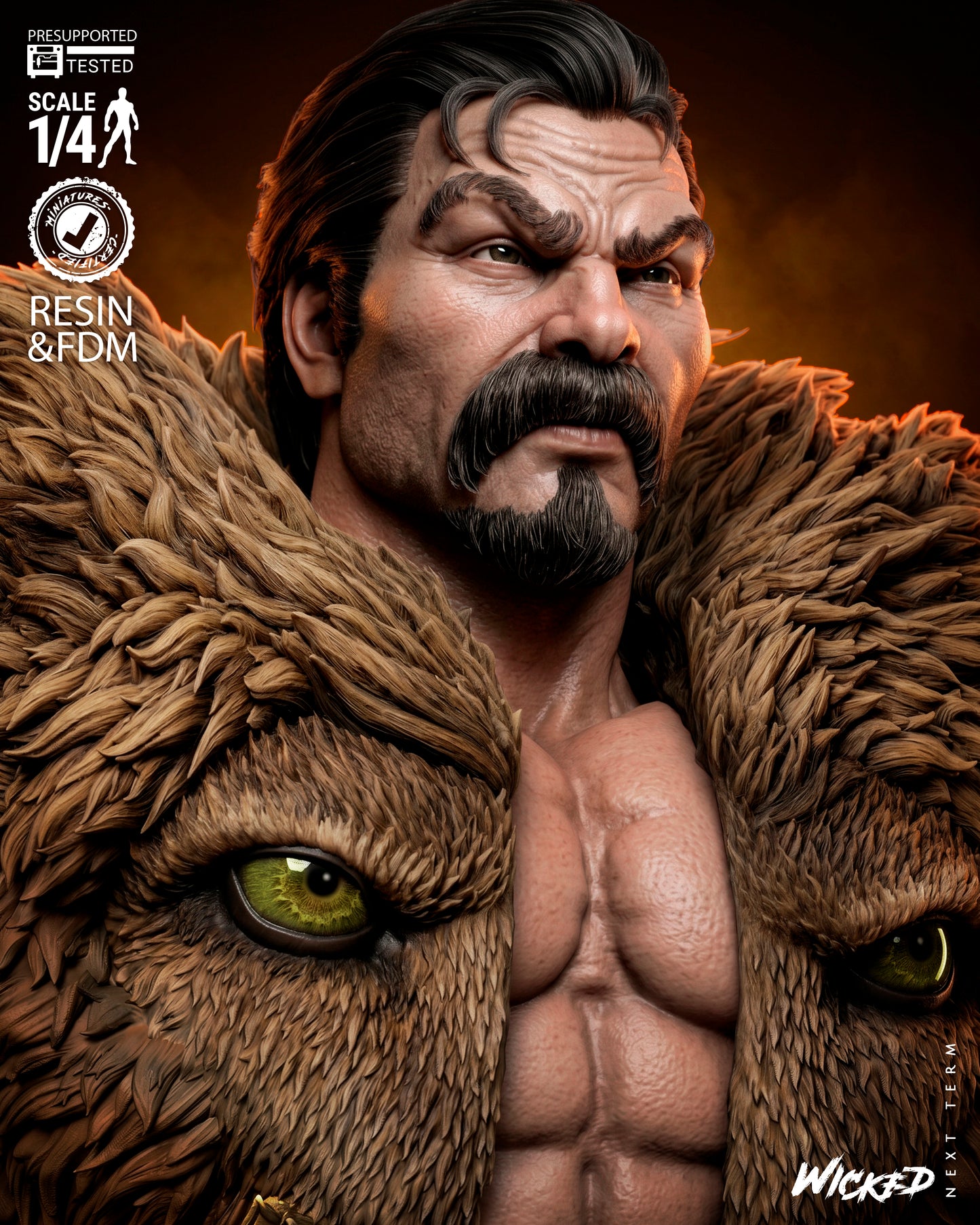 Kraven - 3D Printed Bust Model Kit - 4 Scale & 8 Scale