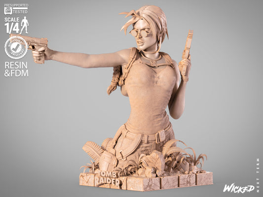 Lara Croft (Fan Art) Bust - 1:8 and 1:4 scale 3d Printed Model Kit