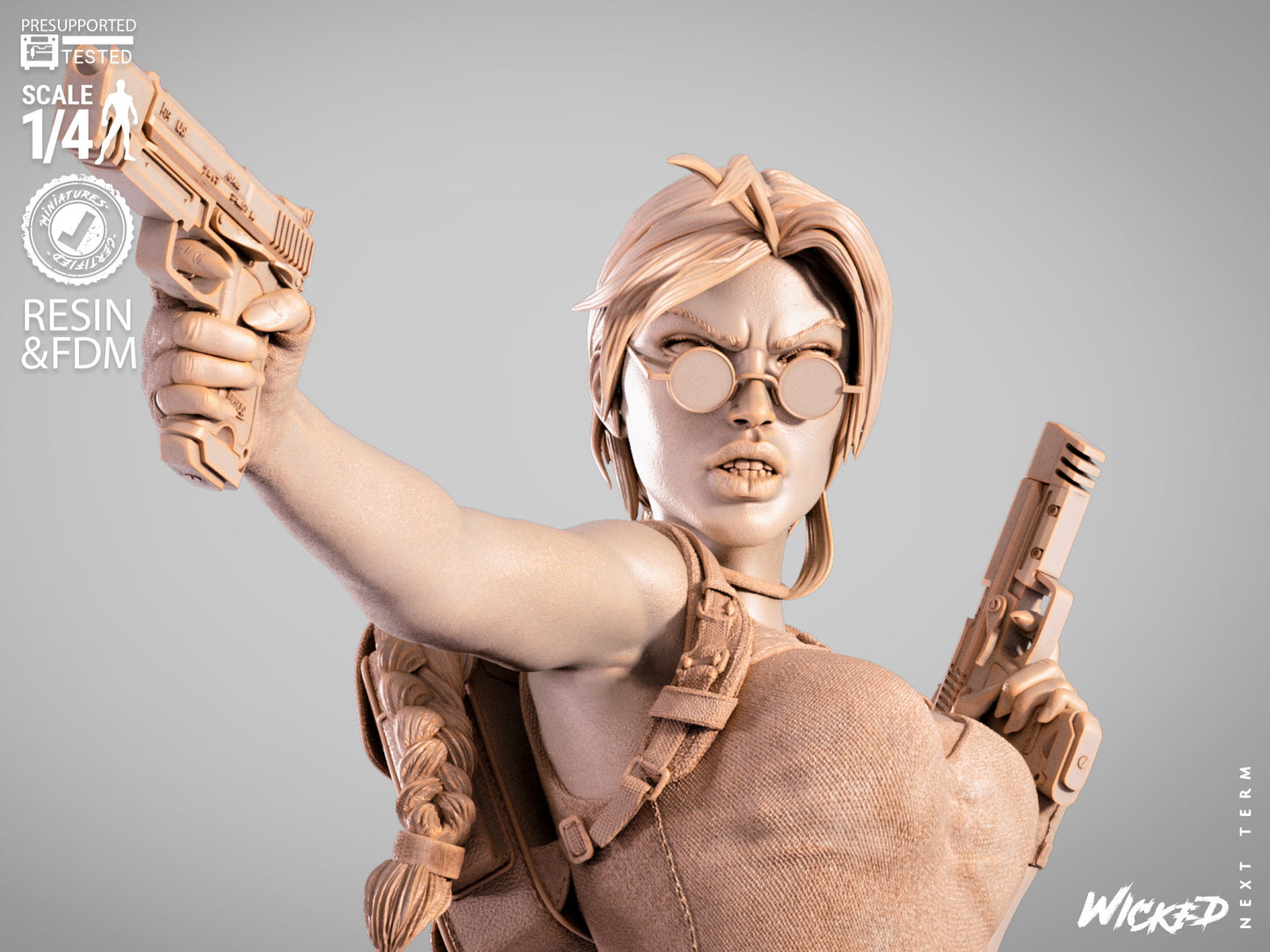 Lara Croft (Fan Art) Bust - 1:8 and 1:4 scale 3d Printed Model Kit