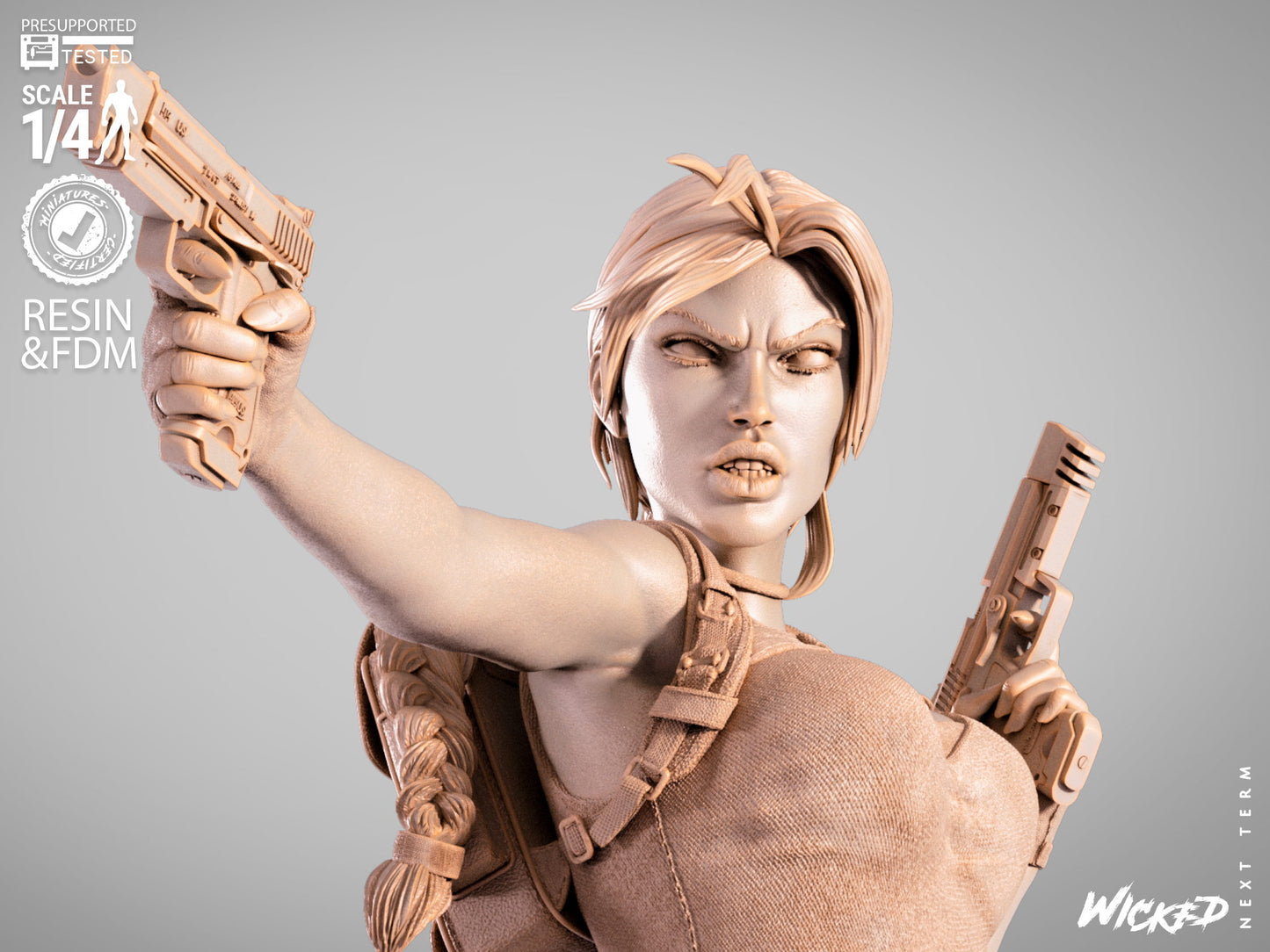 Lara Croft (Fan Art) Bust - 1:8 and 1:4 scale 3d Printed Model Kit