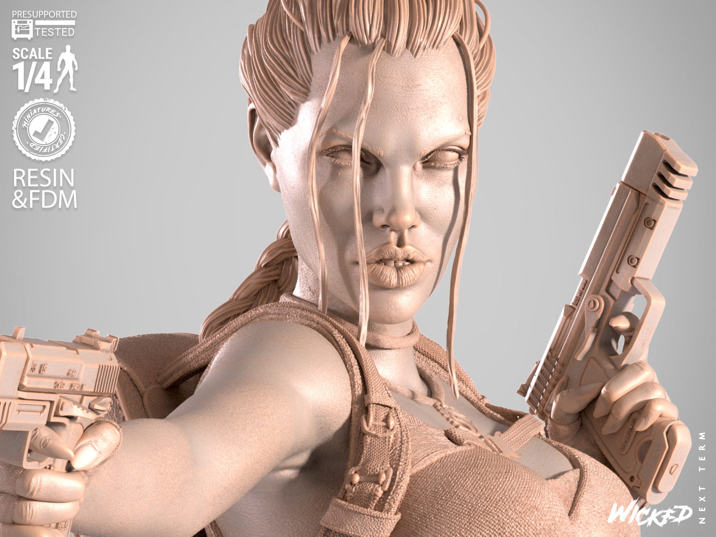 Lara Croft (Fan Art) Bust - 1:8 and 1:4 scale 3d Printed Model Kit
