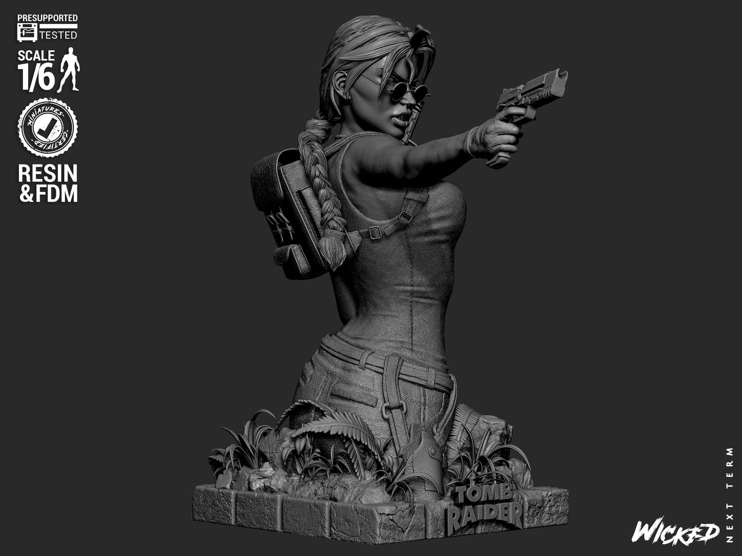 Lara Croft (Fan Art) Bust - 1:8 and 1:4 scale 3d Printed Model Kit