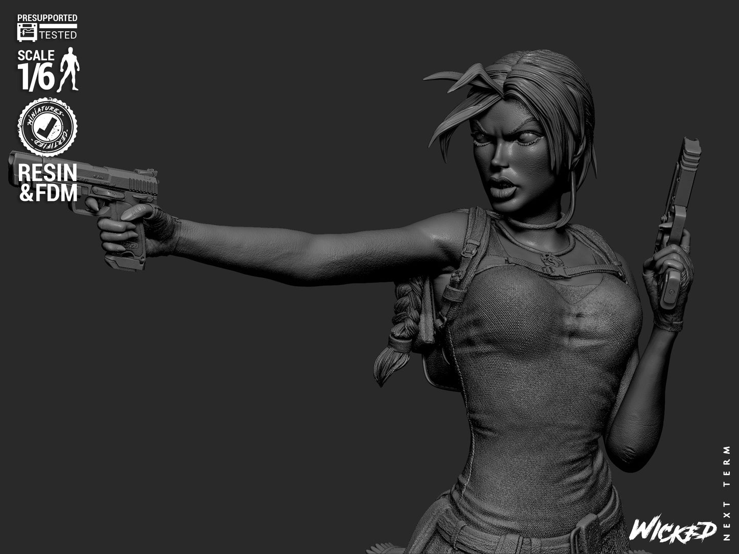 Lara Croft (Fan Art) Bust - 1:8 and 1:4 scale 3d Printed Model Kit