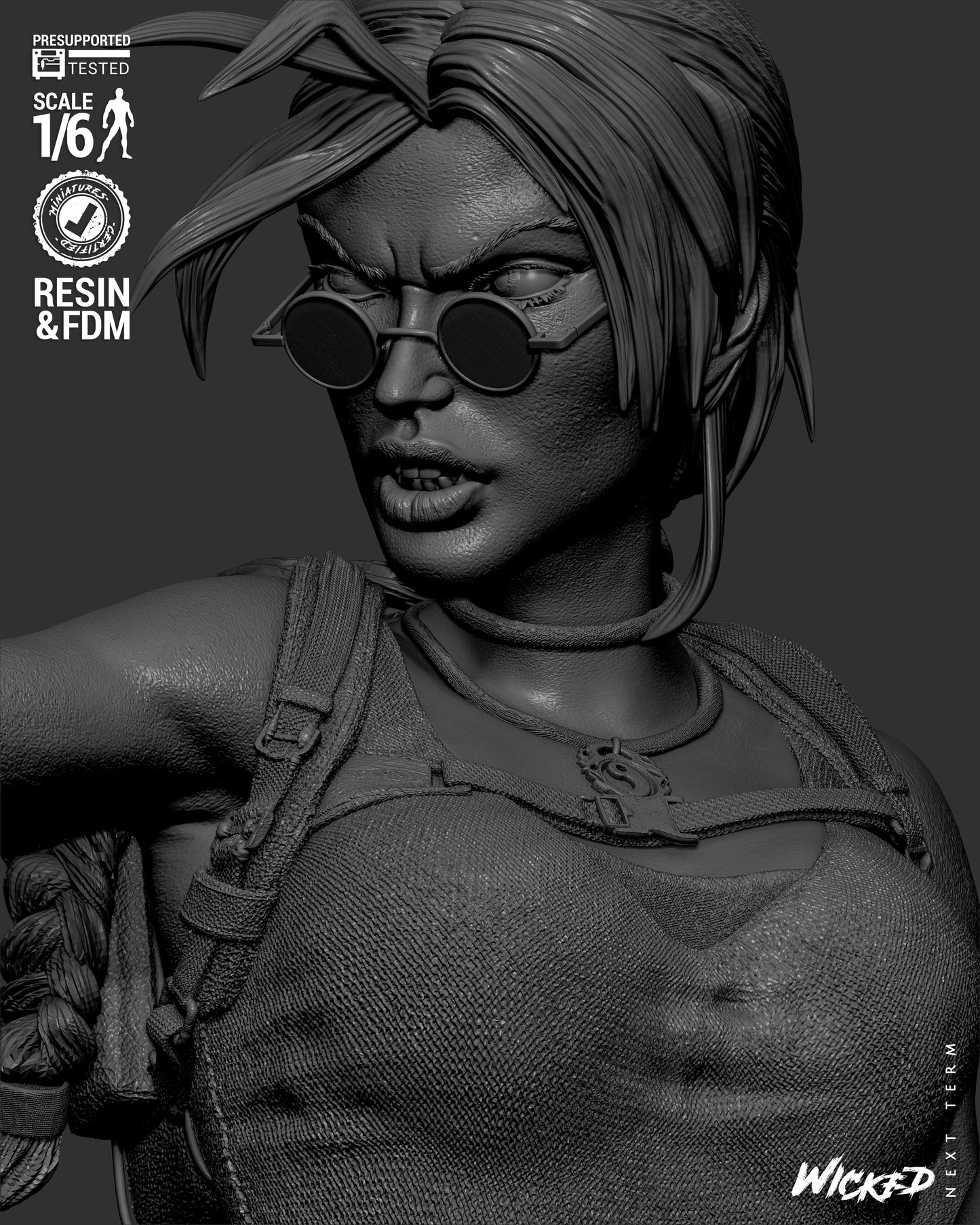 Lara Croft (Fan Art) Bust - 1:8 and 1:4 scale 3d Printed Model Kit