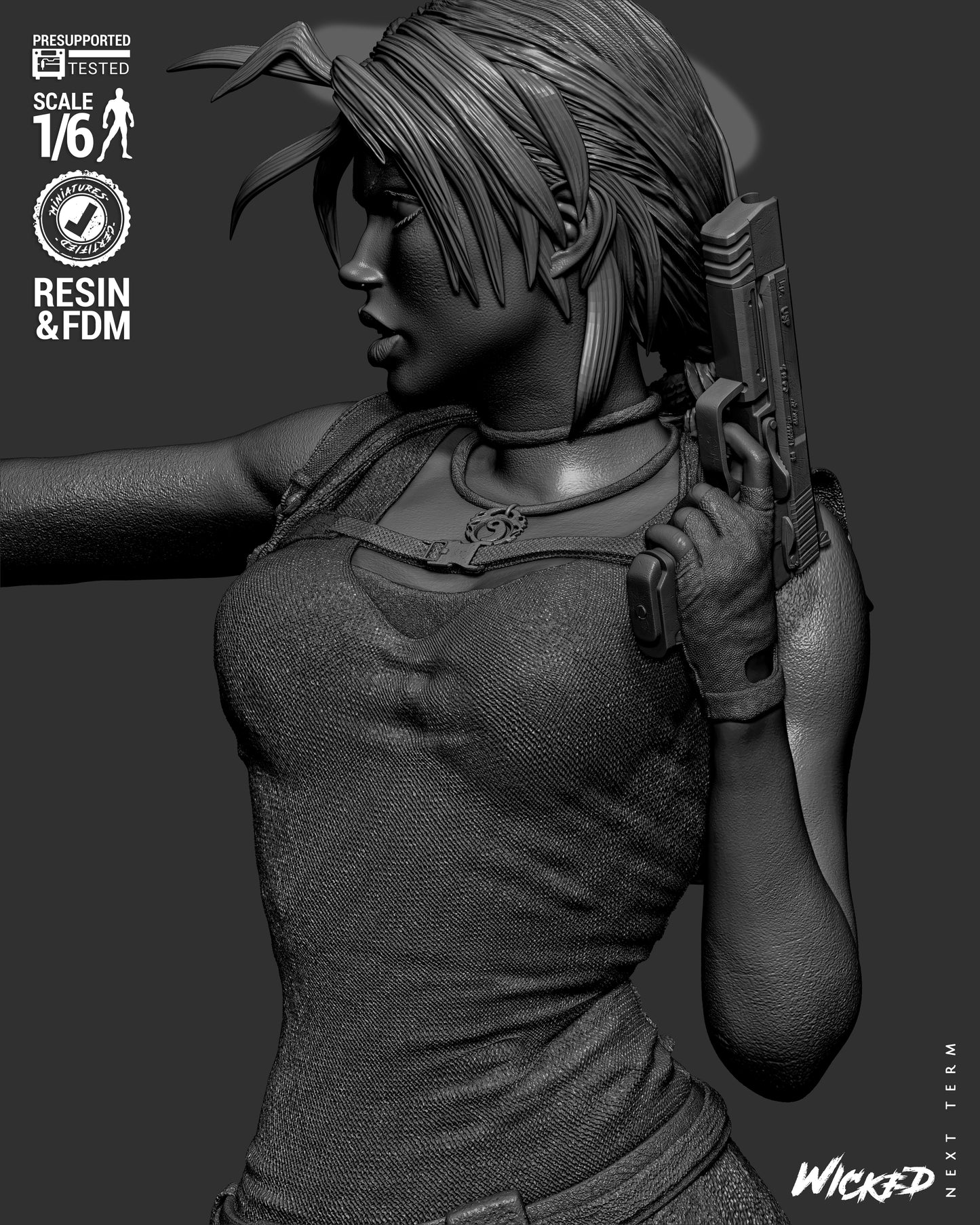 Lara Croft (Fan Art) Bust - 1:8 and 1:4 scale 3d Printed Model Kit