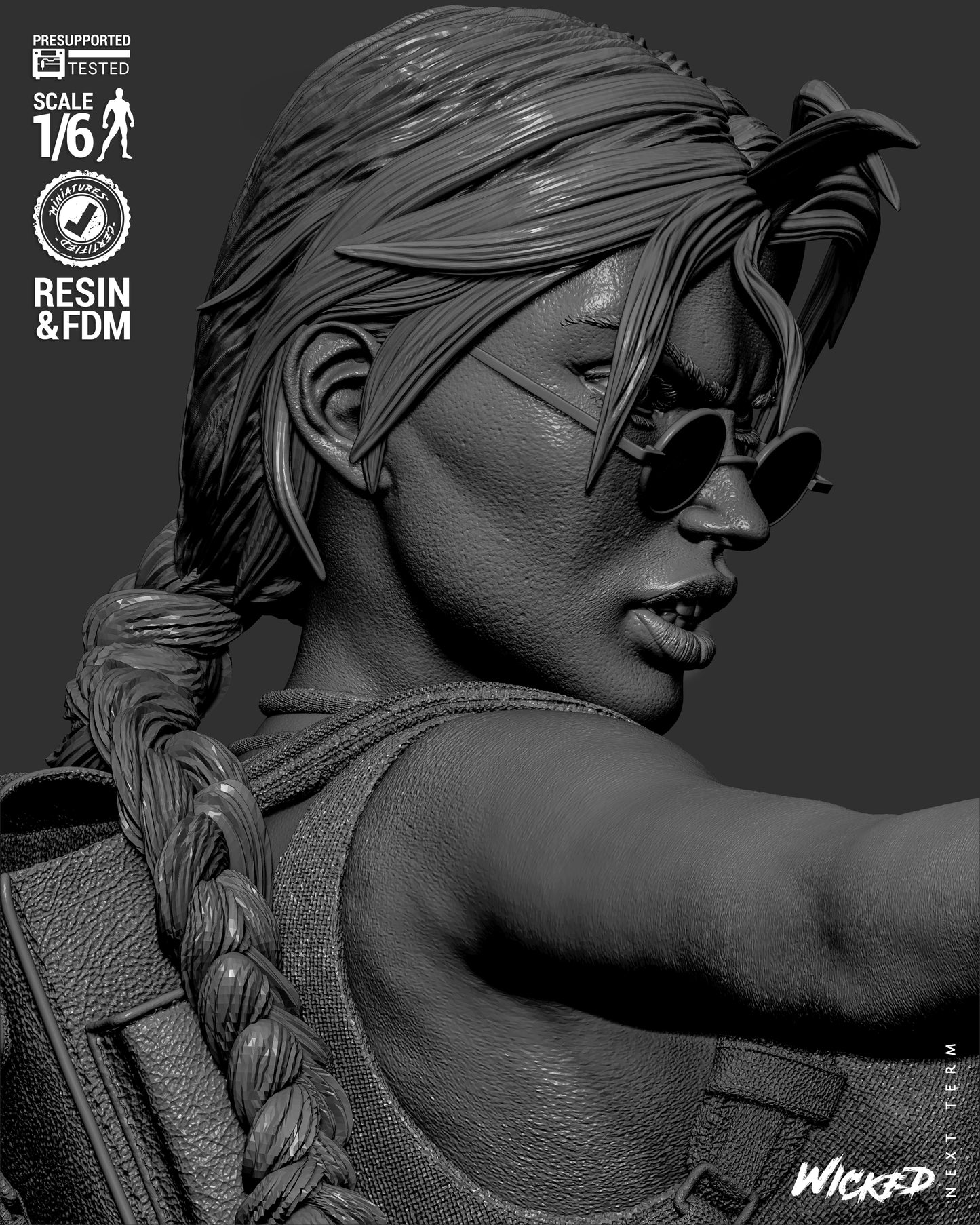 Lara Croft (Fan Art) Bust - 1:8 and 1:4 scale 3d Printed Model Kit