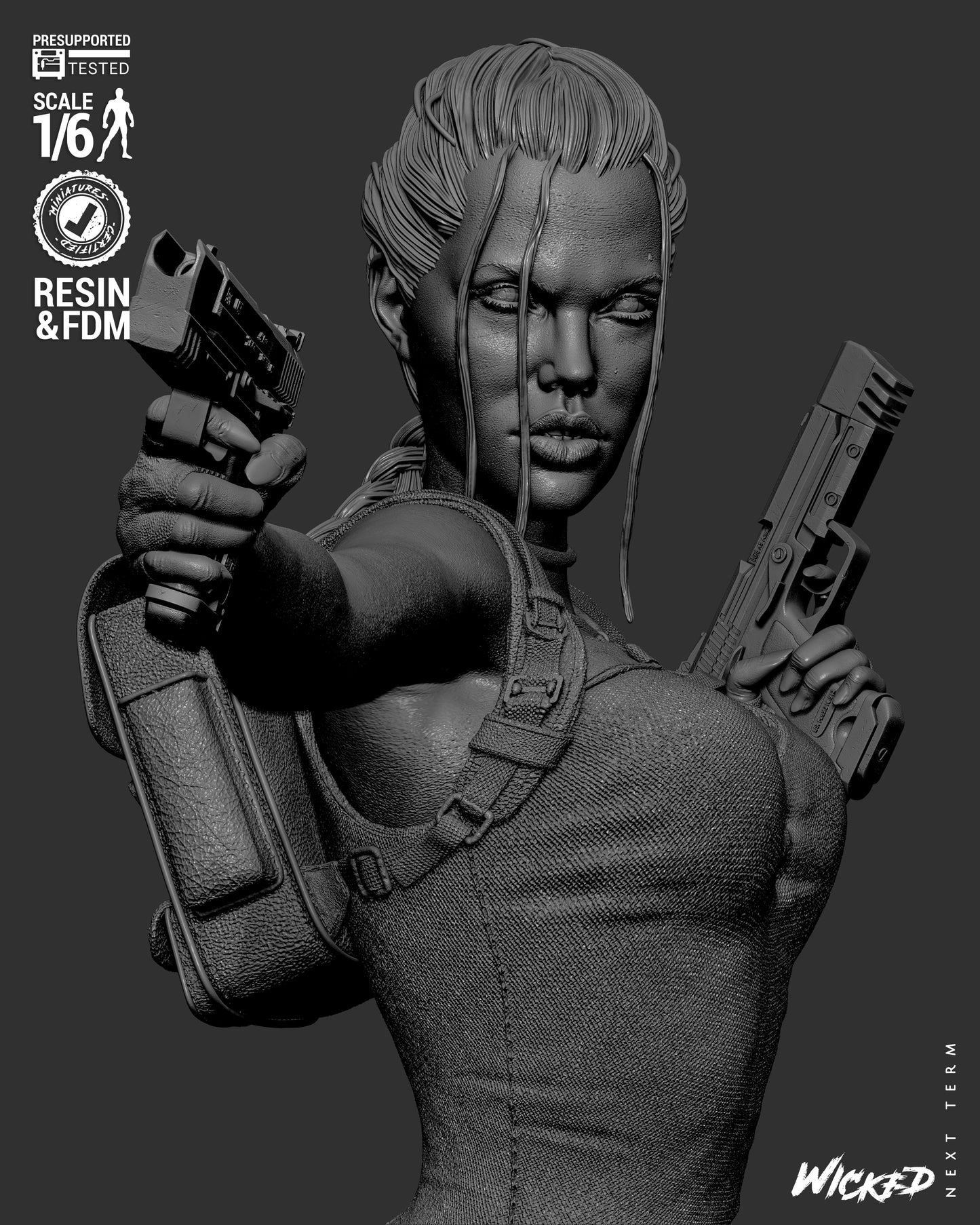 Lara Croft (Fan Art) Bust - 1:8 and 1:4 scale 3d Printed Model Kit