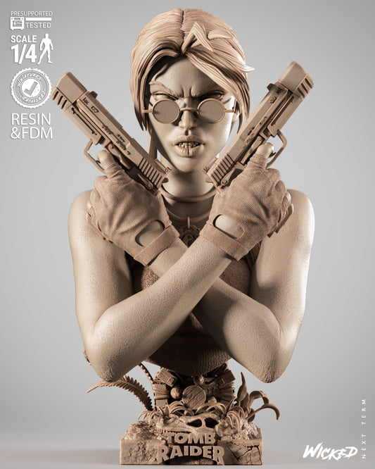 Lara Croft (Fan Art) Portrait - 1:8 and 1:4 scale 3d Printed Model Kit