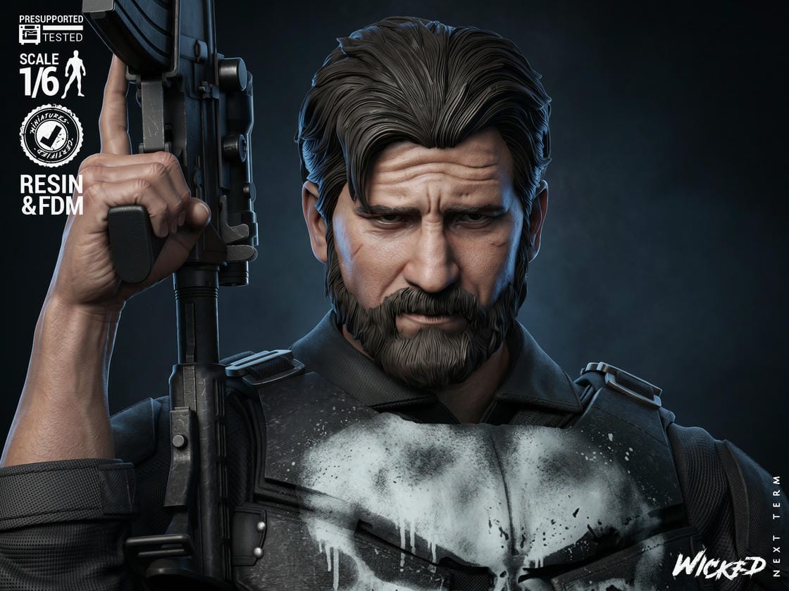 The Punisher Sculpt -3d Printed Model Kit - Fan Art