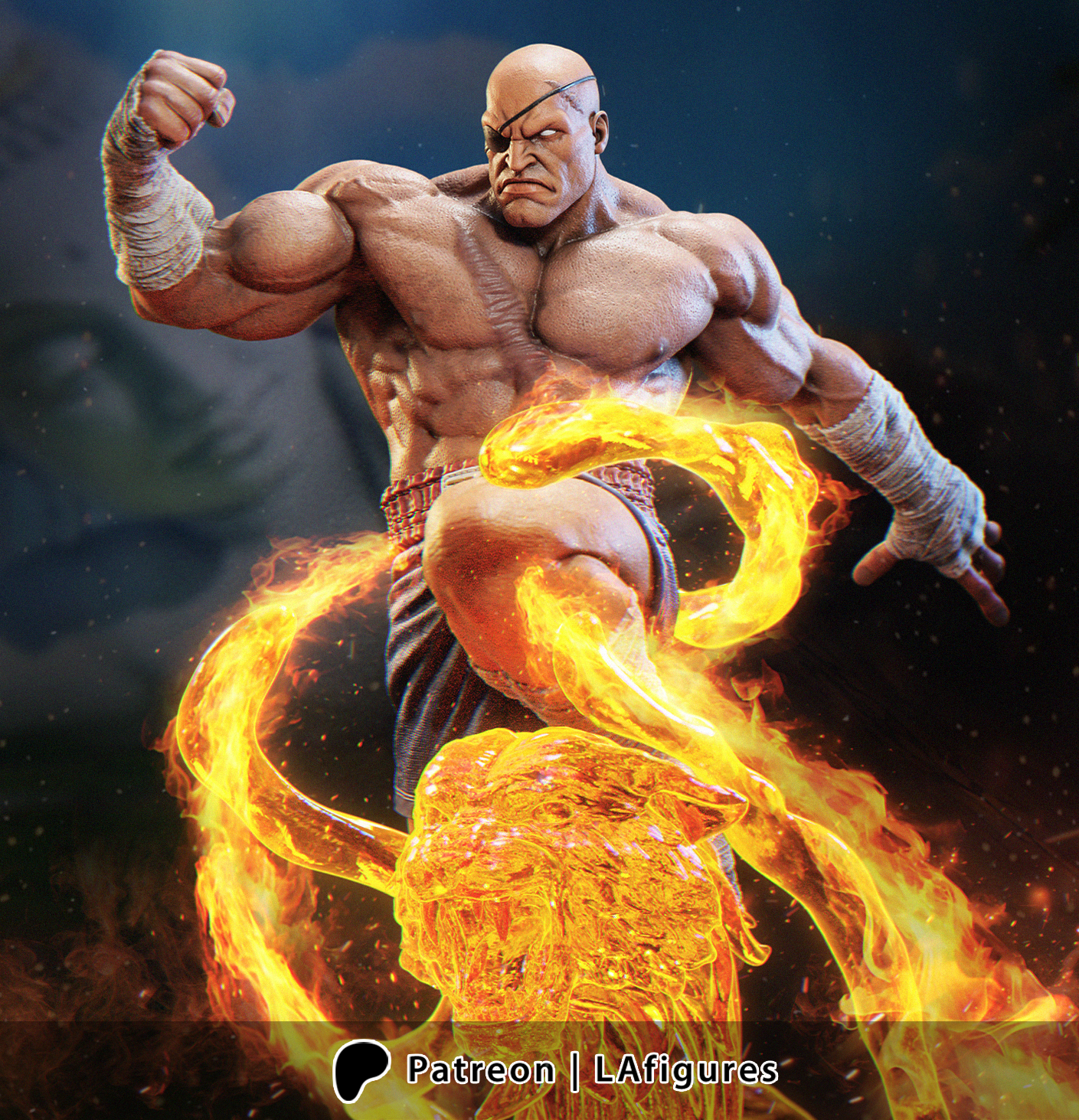 Sagat (Street Fighter) Statue - Fan Art 10 scale 3D Print Kit