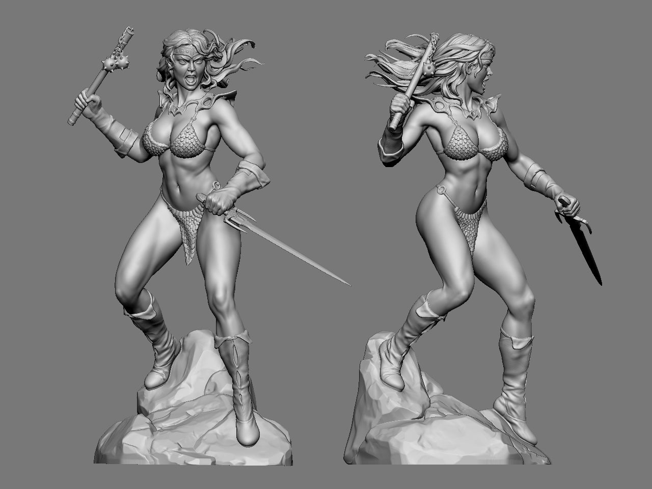 Red Sonja - 3D printed statue model kit - 270mm