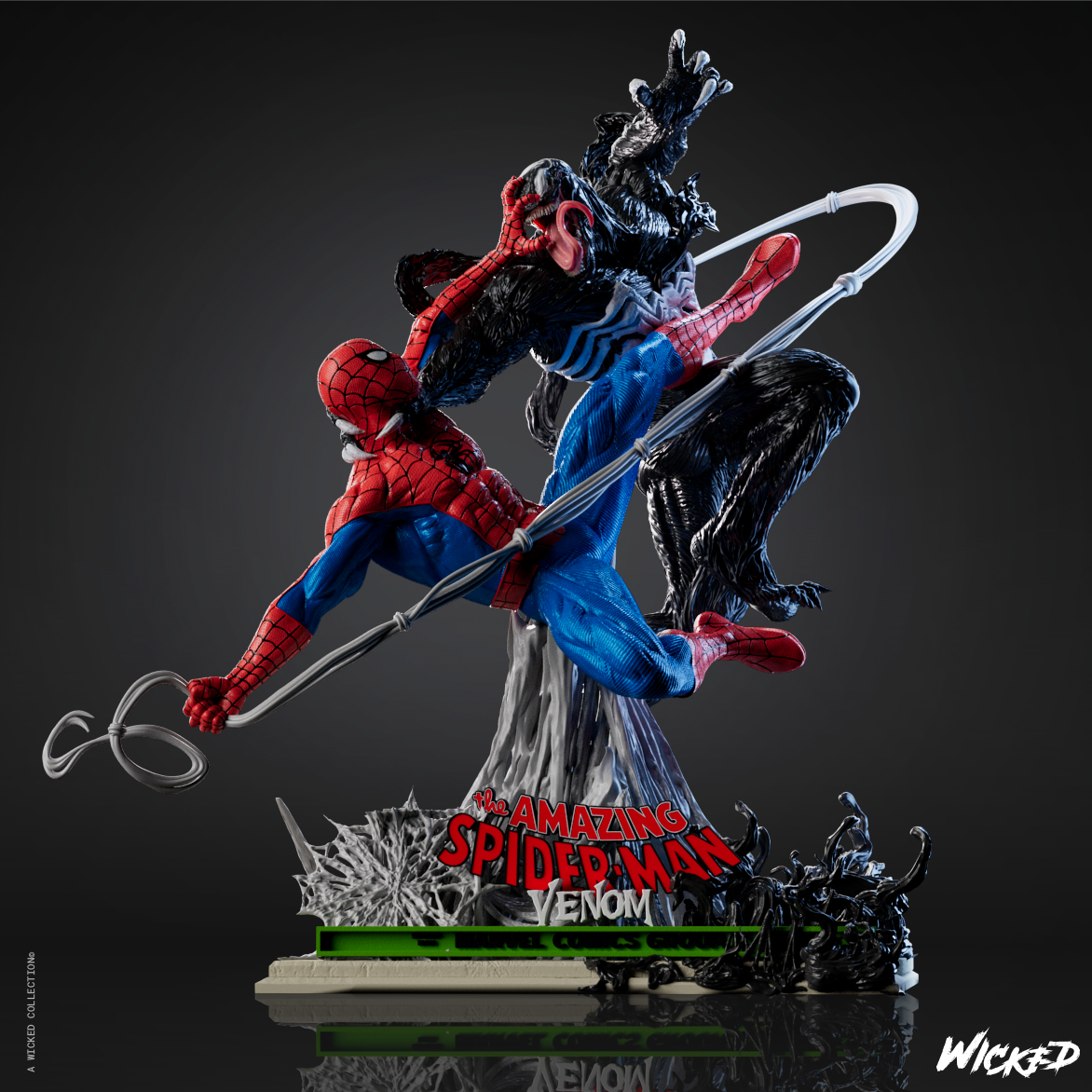 Spiderman vs Venom (Diorama) - Fan Art - 3D Print Kit (Wick3d)