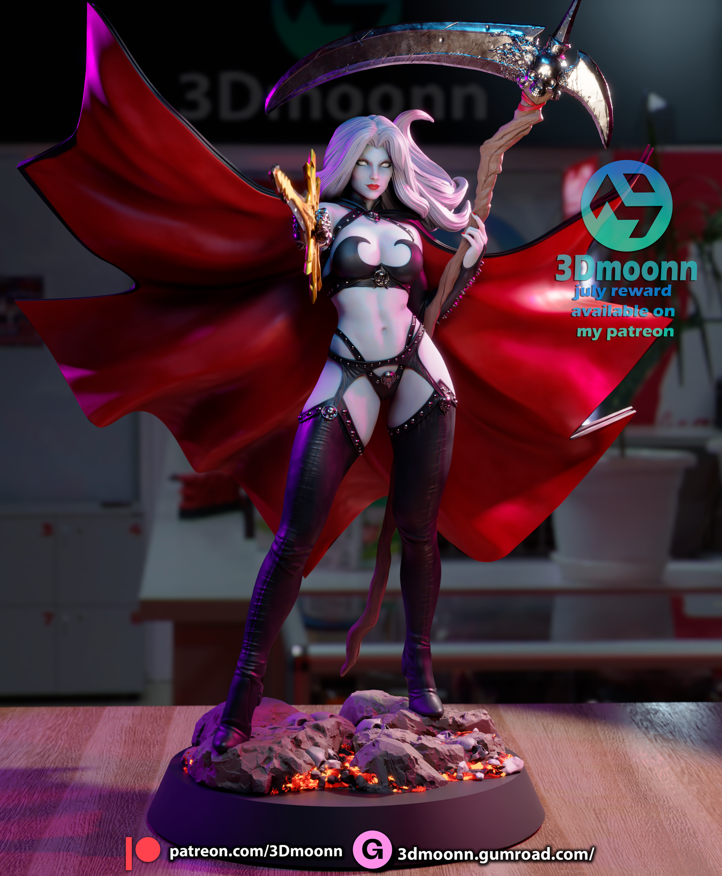 Lady Death 3D Printed Model - Unpainted and Unassembled