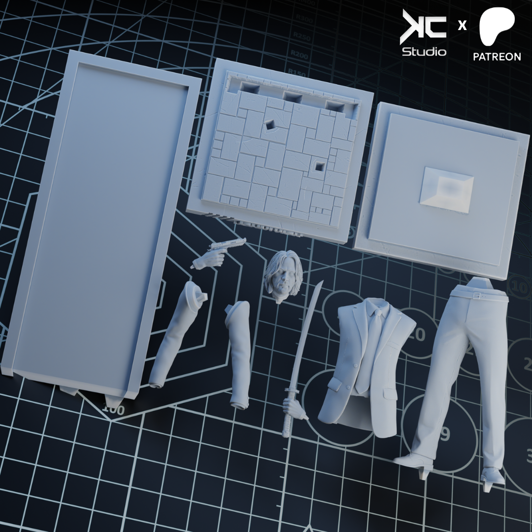 John Wick - 3D Print Model Kit - 1:10 or 1:6 Scale - Fan Art