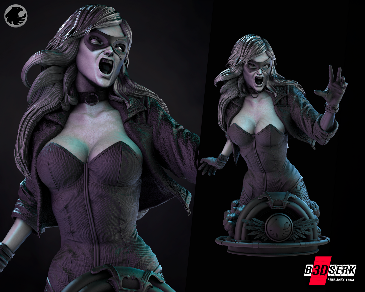 Black Canary (DC) Bust - 4 or 8 scale (250mm or 125mm) Fan Art - 3D Printed