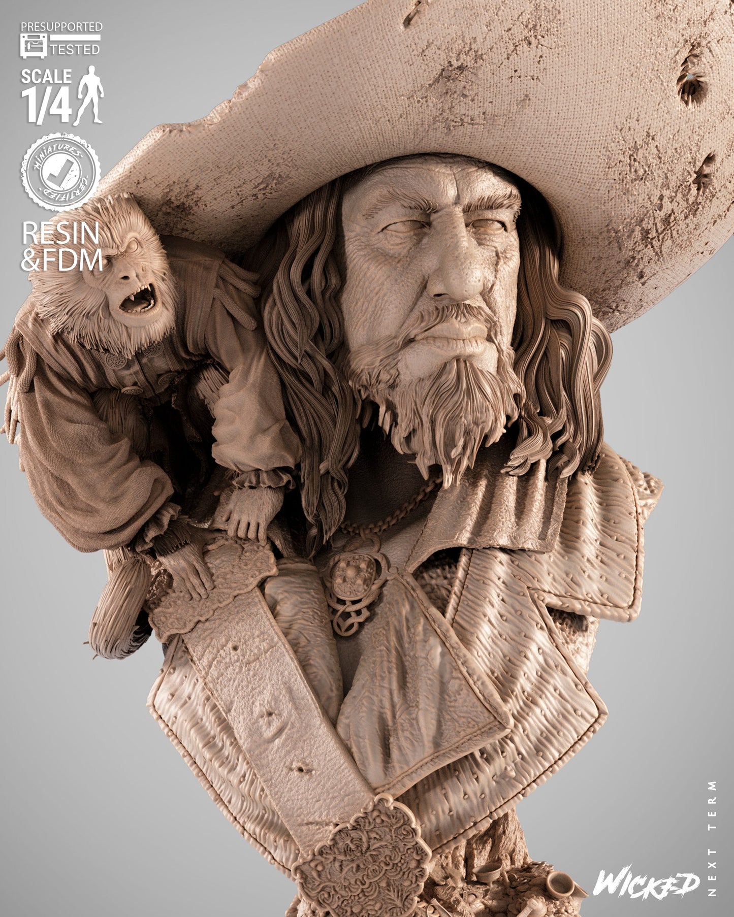 Hector Barbossa (Pirates of Caribbean) - Bust - 3d Printed Model Kit