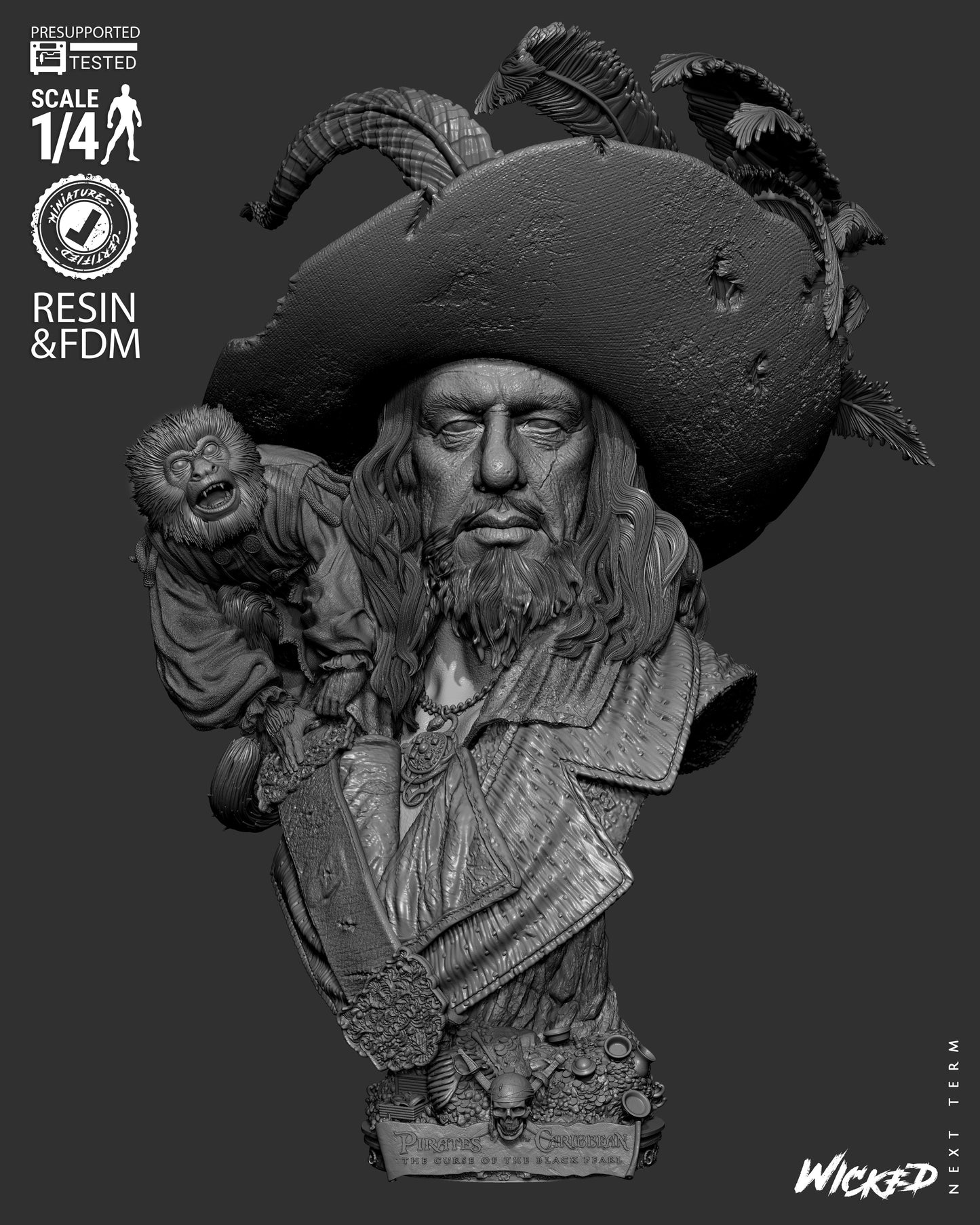 Hector Barbossa (Pirates of Caribbean) - Bust - 3d Printed Model Kit