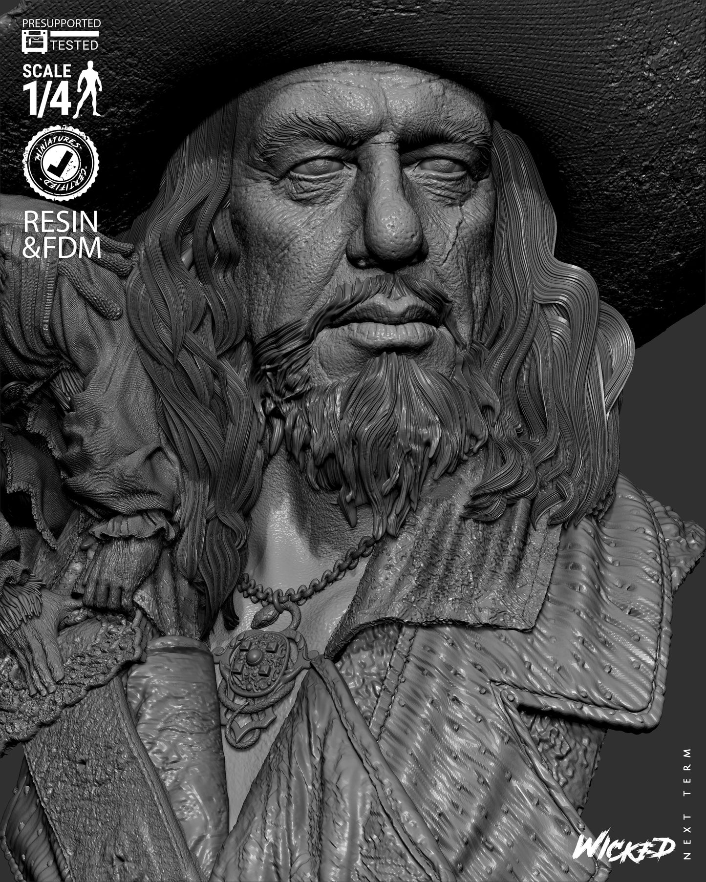 Hector Barbossa (Pirates of Caribbean) - Bust - 3d Printed Model Kit