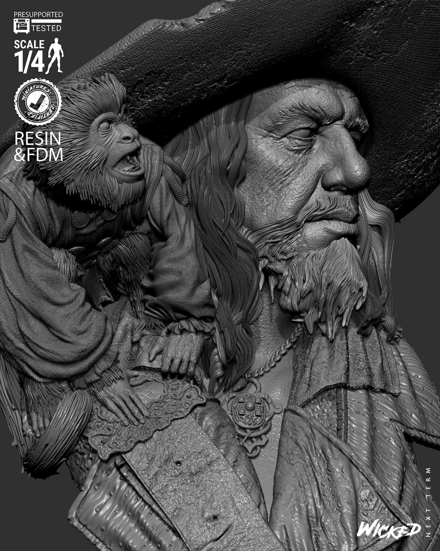 Hector Barbossa (Pirates of Caribbean) - Bust - 3d Printed Model Kit