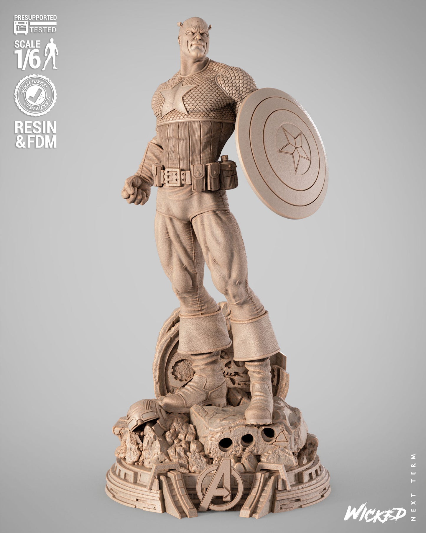 Captain America (Fan Art) Sculpt - 1:6 and 1:12 scale 3d Printed Model Kit