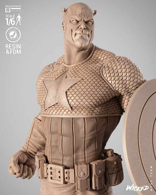 Captain America (Fan Art) Sculpt - 1:6 and 1:12 scale 3d Printed Model Kit