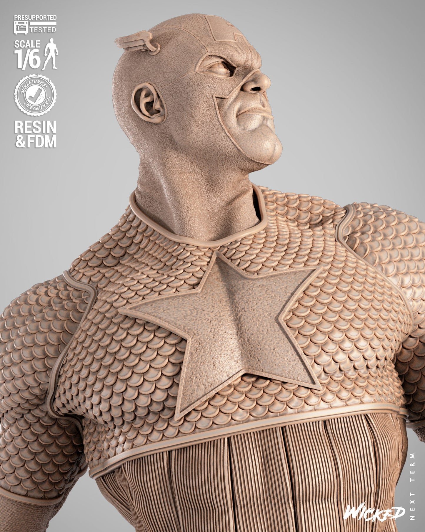 Captain America (Fan Art) Sculpt - 1:6 and 1:12 scale 3d Printed Model Kit