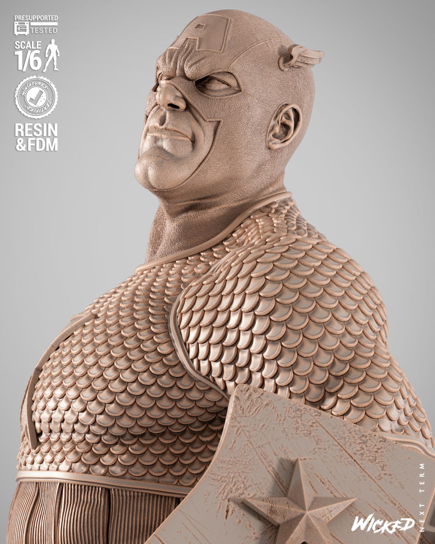 Captain America (Fan Art) Sculpt - 1:6 and 1:12 scale 3d Printed Model Kit