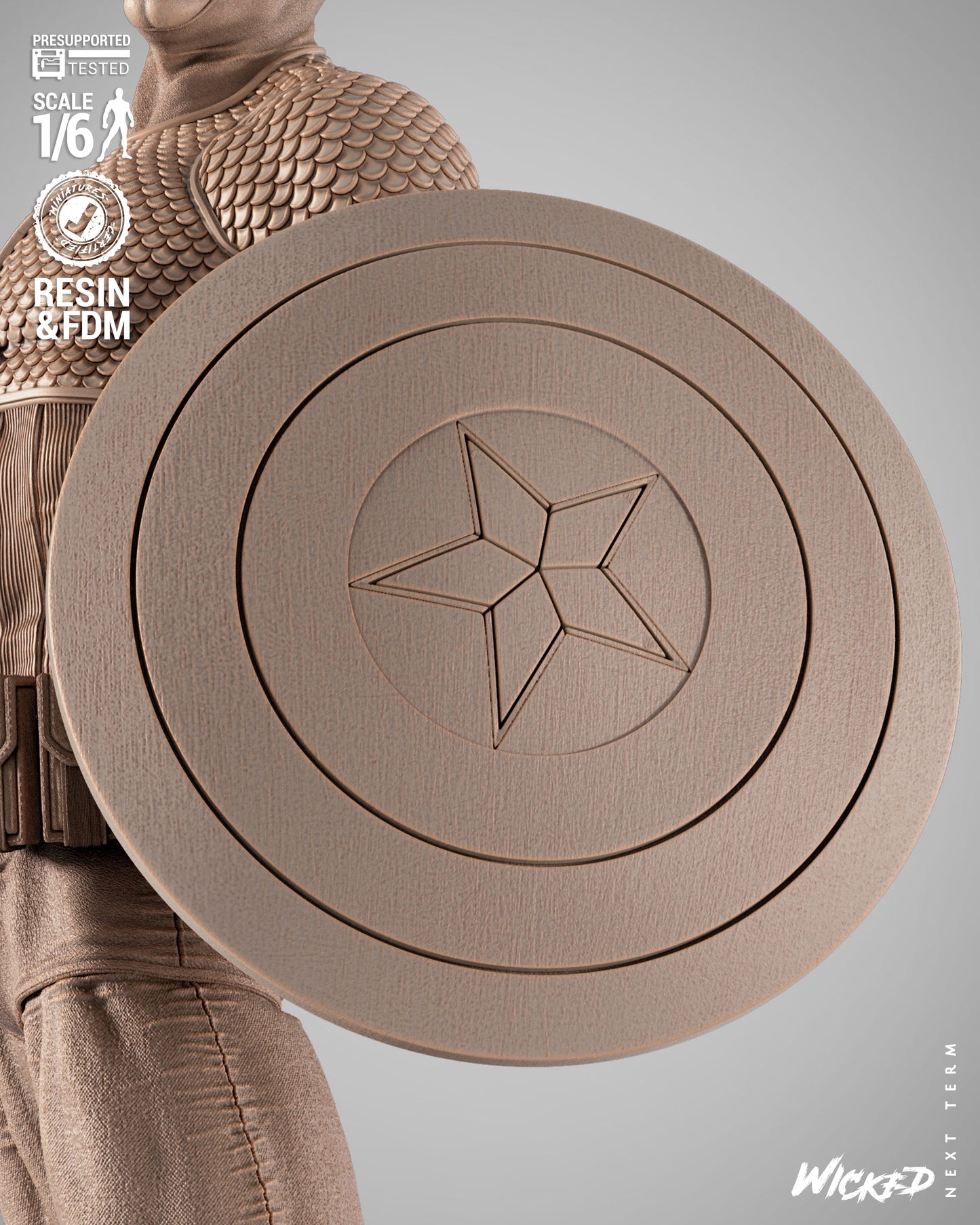 Captain America (Fan Art) Sculpt - 1:6 and 1:12 scale 3d Printed Model Kit