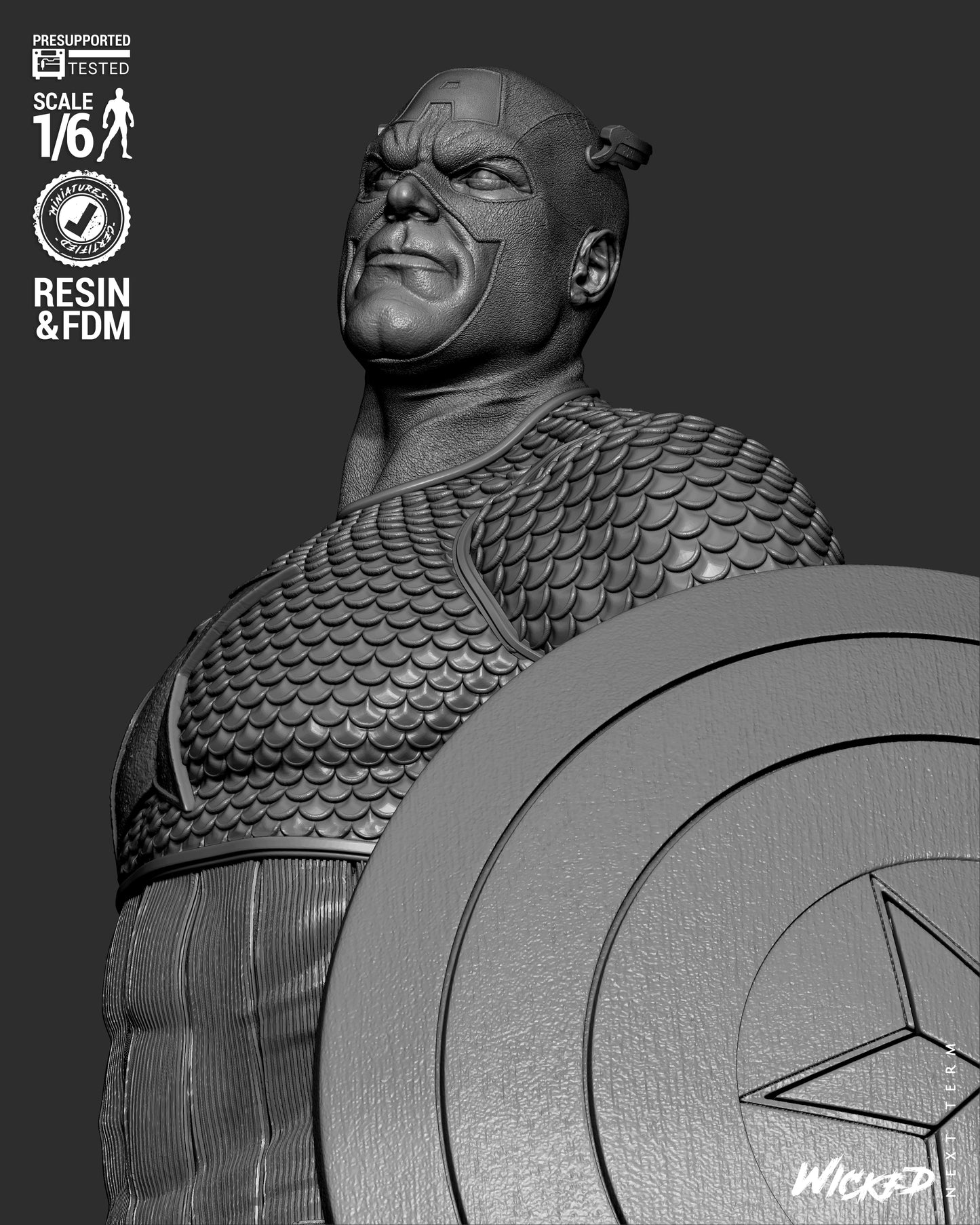 Captain America (Fan Art) Sculpt - 1:6 and 1:12 scale 3d Printed Model Kit