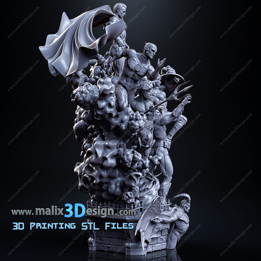 Justice Team Diorama (1/10 scale) - Fan Art - 3D Printed Kit