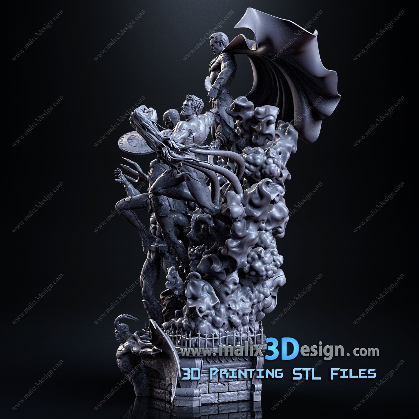 Justice Team Diorama (1/10 scale) - Fan Art - 3D Printed Kit
