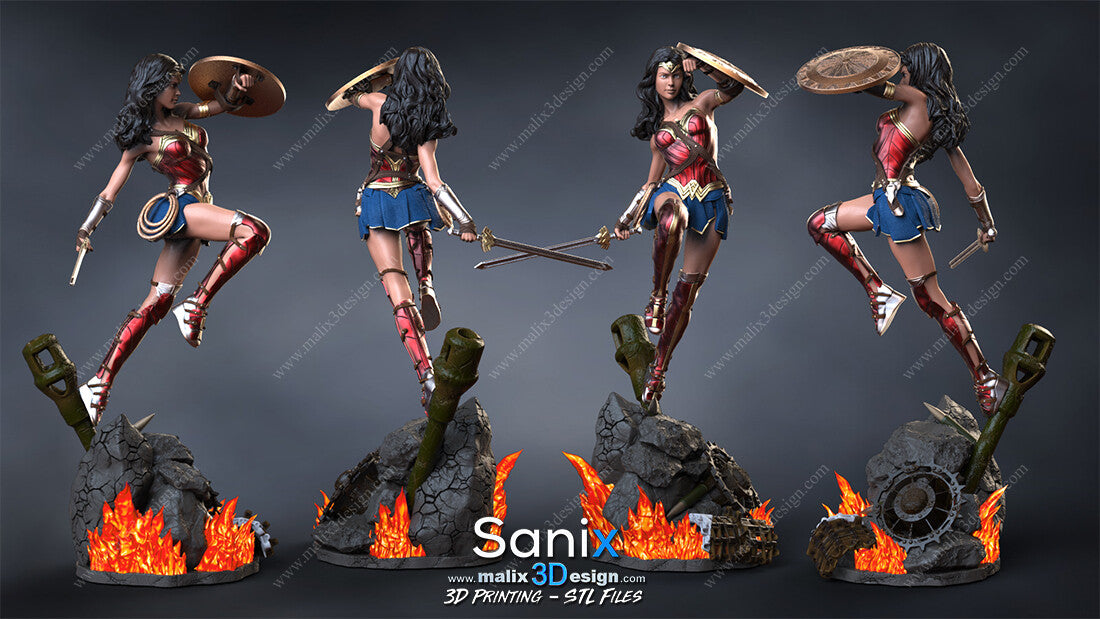 Wonder Woman Statue - 3D Printed Model Kit - Unpainted & Unassembled