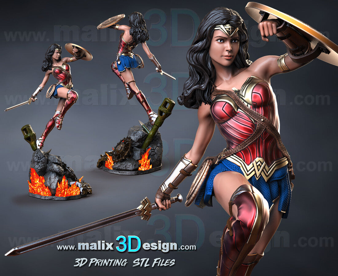 Wonder Woman Statue - 3D Printed Model Kit - Unpainted & Unassembled
