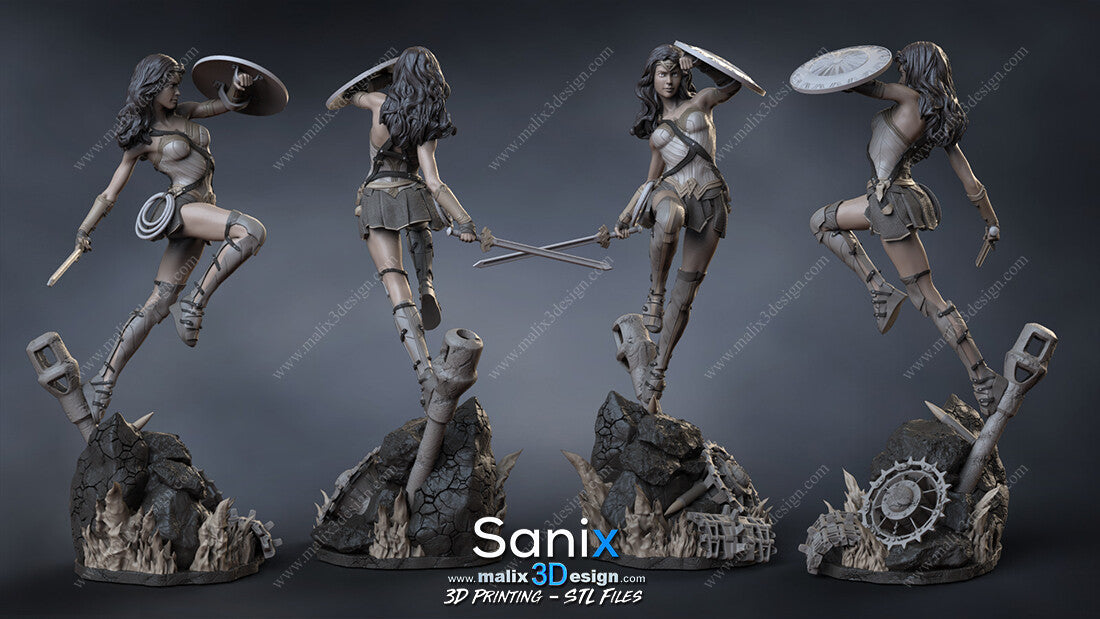 Wonder Woman Statue - 3D Printed Model Kit - Unpainted & Unassembled