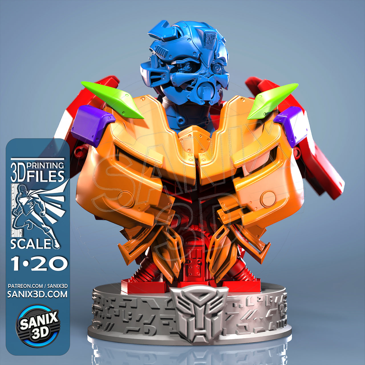 Bumblee Bee Transformers 3D Printed Bust Kit 1:20 - Unpainted and Unassembled