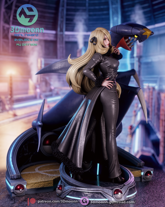 Cynthia and Garchomp (Pokémon) -3d Printed model kit (Fan Art)