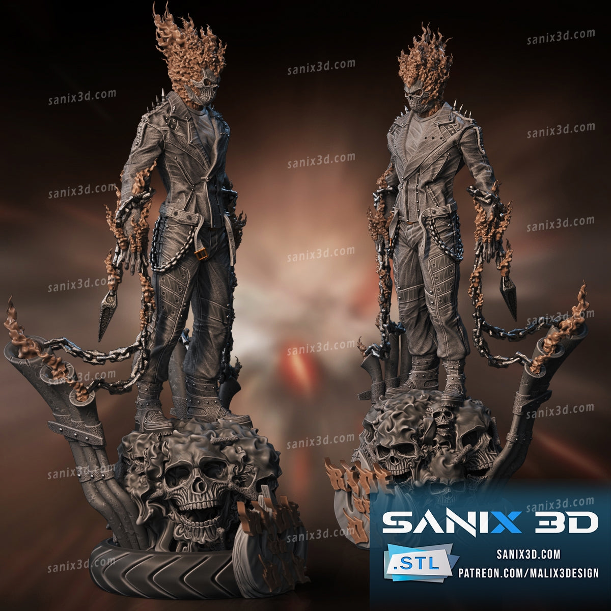 Ghost Rider Statue - 3D Resin Printed - 10th scale (272mm) - Fan Art