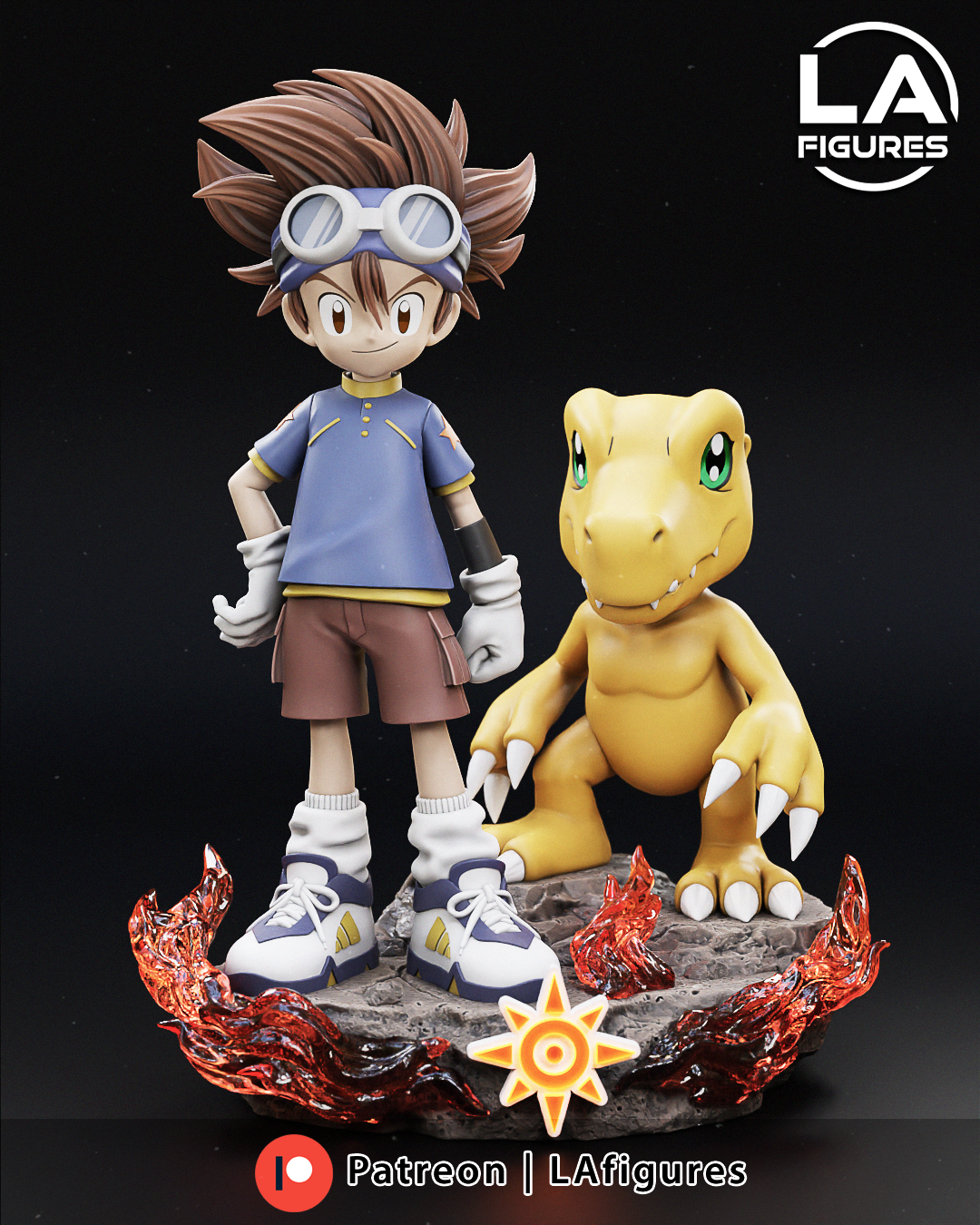 Tai and Agumon(Digimon) Statue - 190mm - 3D Print Fan Art